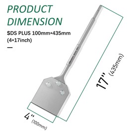 MonkeyKingBar- SDS PLUS Chisel 17"x4" Floor Scraper-Sds Plus Concrete Chisel for Remove Tiles, Replacement Square Blades Compatible with SDS Plus Rotary Hammers