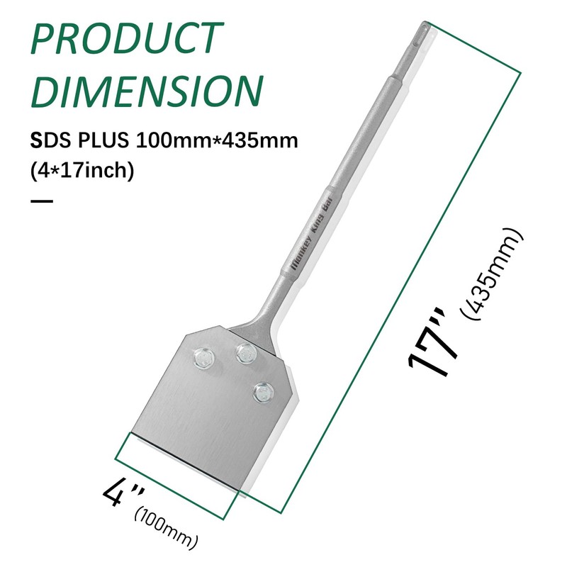 MonkeyKingBar- SDS PLUS Chisel 17"x4" Floor Scraper-Sds Plus Concrete Chisel