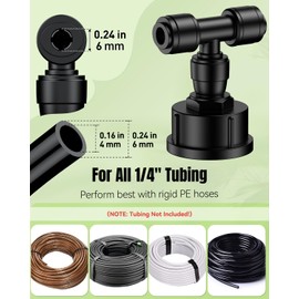 Pawfly 10 Pcs 3/4" to 1/4" Drip Irrigation Faucet Adapters, Quick Connect 3/4" FHT Faucet to 1/4" Tubing Connectors, Push-to-Fit Garden Hose Adapters, Anti-Leak Drip Irrigation Hose Connectors