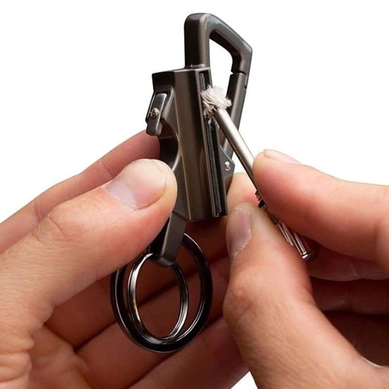 Match Bottle Opener Metal Keychain Multi Function Reusable Survival Lighter