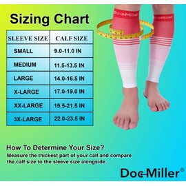 Doc Miller Manga de Compresión Para Pantorrillas (1 par) 20-30 mmHg Medias de Compresión Mangas Para Ejercicio, Recuperación, Dolor, Varices y Calambres en Piernas (Rojo Rosa Blanco, X-Grande)