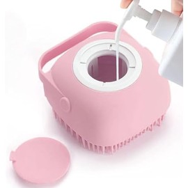 Pet Bath Massage Brush Puppy Dog Cat Grooming Soft (Blue) (pink)