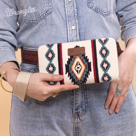 Montana West Wrangler Wristlet Wallet Western Wallets for Women Aztec Knitted Womens Wallet Large Capacity Ladies Wallet RFID Clutch Purse Credit Card Holder for Women