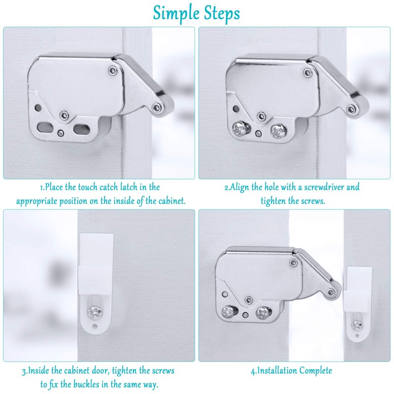 12 Pieces Touch Catch Latch, Cupboard Spring Catches Touch Push