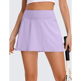 CRZ YOGA Womens Pleated Tennis Skirts with Pockets High Waisted Athletic Golf Skorts for Women Soft Breathable Cute Lilac X-Small