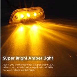 JZYZQBX 5PCS 9LED Cab Marker Top Roof Running Lights Assembly, Reflective Clear Lens, Super Bright Amber Light, Compatible with Kenworth T680 T770 T880 & Peterbilt 579 Heavy Trucks Cab Marker Lights