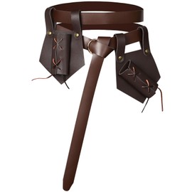 XWXLDD Medieval Leather Belt, 3Pcs, Polygon Sword Dagger Frog, Vertical Scabbard, Right Hand Belt Sword Holder for Knight (Brown)