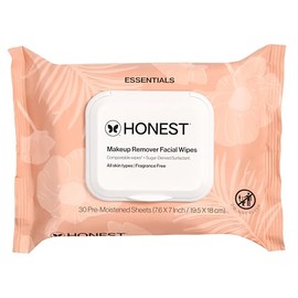 Honest Beauty Toallitas faciales limpiadoras sin fragancias | A base de plantas, hipoalergénicas, suaves para pieles sensibles, 30 unidades