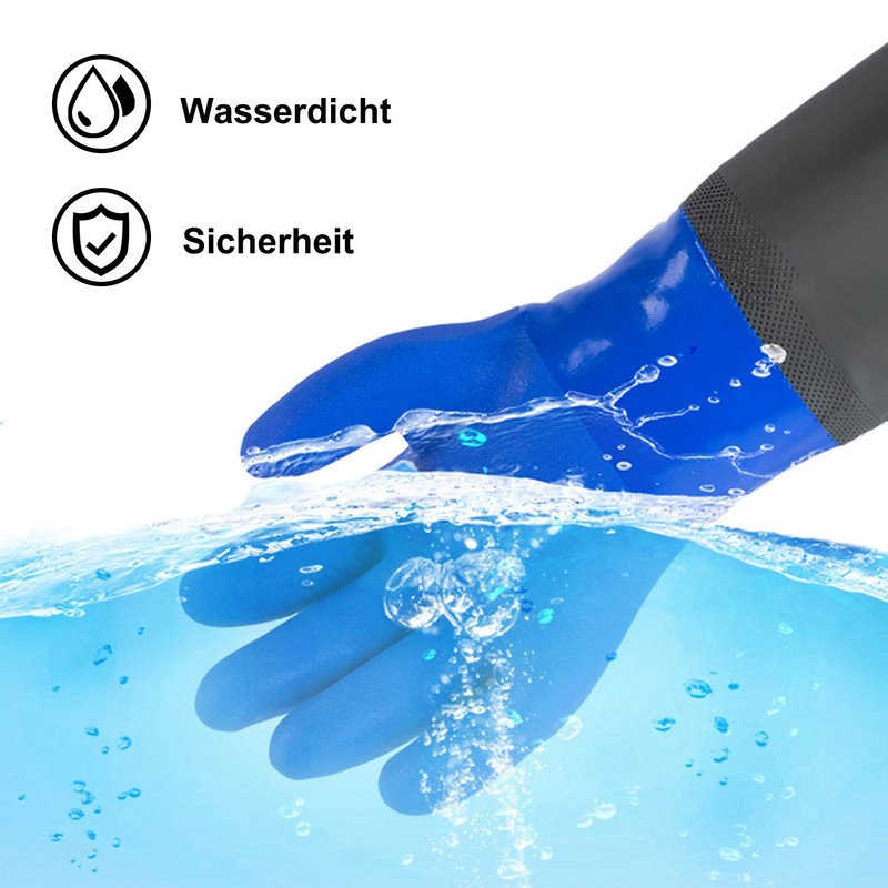 sinzau Pond Gloves, Long PU Sandblasting Waterproof Work Gloves, 70