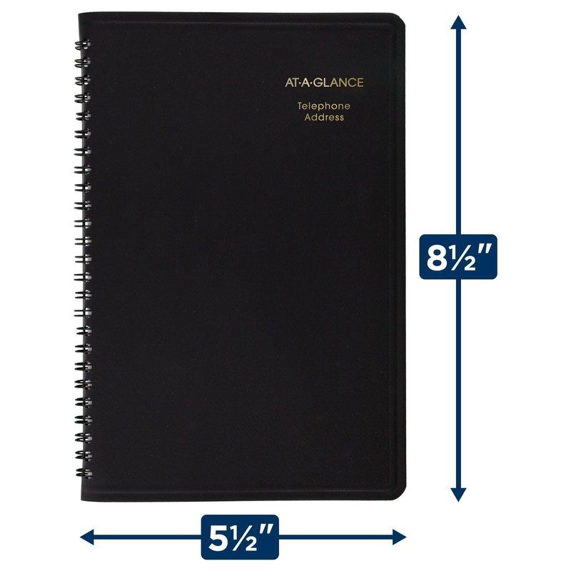 AT-A-GLANCE Telephone Address Book, Large Print, 500 Entries, 4-3/4" x