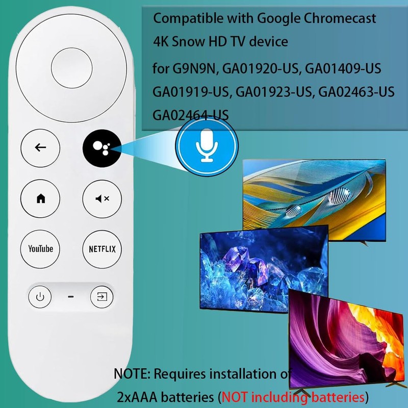 Replacement Voice Remote for Google Chromecast 4k HD Snow TV,