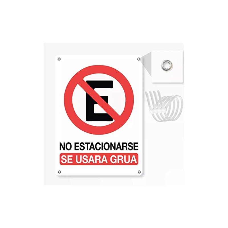Señalamiento Letrero No Estacionarse Se Usara Grua 26 X 35cm