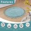 Voice7 Tasselled Duck Egg Round Bath Mat 100% Cotton, Non-Slip