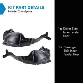 TRQ TRQ Inner Fender Liner Set Compatible with 2002-2010 Lexus SC430 LX1248103 LX1248129 LX1249103 LX1249129