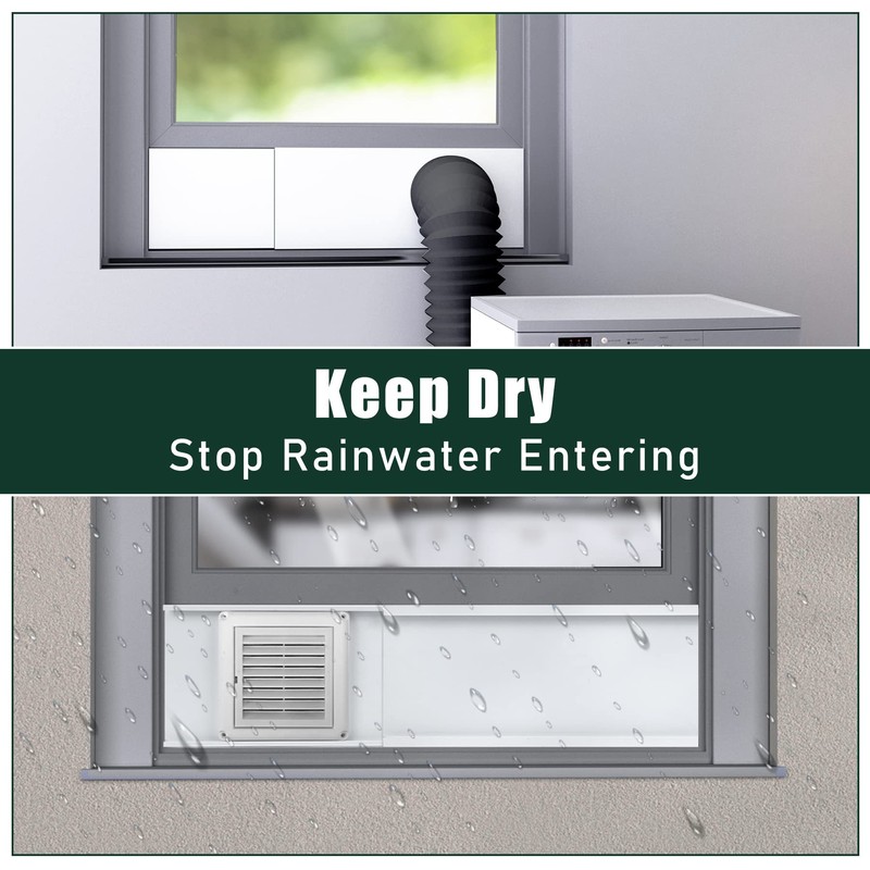 Flehomo Dryer Vent Window Kit with Louvered Vent Cover, Dryer