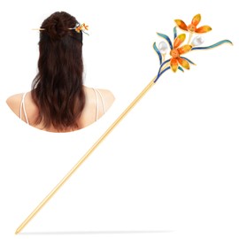 KZQtriid Jewelry-Grade Craftsmanship For Hair Accessories，Dunhuang Style Colour Enamels Pearl Flower Hair Stick，Hair Clip. 5.9" Hair Chopsticks For Women