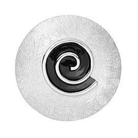 Vinani Pendant Curved Brushed Spiral Black Enamelled 925 Sterling Silver -EZ, Sterling Silver, No Gemstone