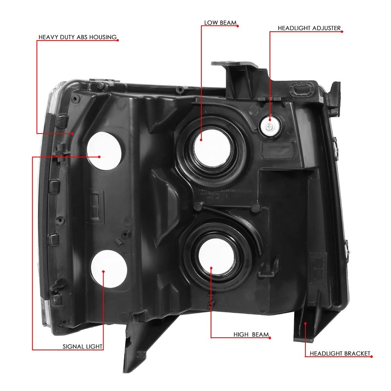 DNA Motoring HL-OH-CSIL07-BK-CL1 Pair of Black Housing Headlights Compatible with