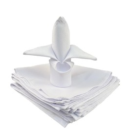 （24 Pack） Cloth Napkins-17 x 17 Inch Dinner Napkins Crafted from high-Grade Polyester，Absorbent Washable Fabric with Hemmed Edges for Hotel Restaurant, Parties & Wedding. (White)