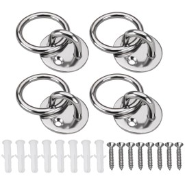 SG Store Set of 4 Round Eye Plates Deck Wall Plates 6 mm x 40 mm Stainless Steel 316 Marine Anchor Plate with Ring for Securing Yachts and Boats