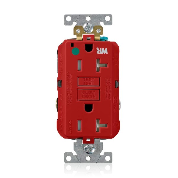Leviton GFWT2-HGR 20A-125V Extra-Heavy Duty Hospital Grade Tamper/Weather-Resistant Duplex Self-Test