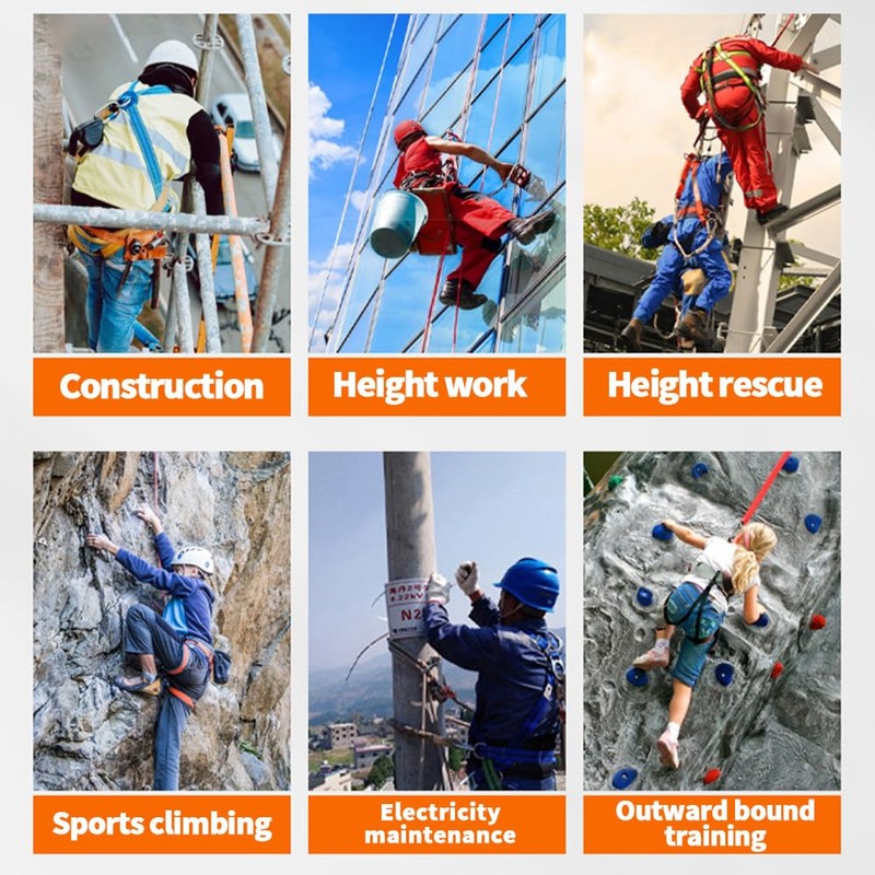 Full Body Safety Harness Fall Protection Kit with Dorsal D-Ring,