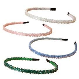 PurYupearl Fashion Super Shiny Women Two Rows Champagne Crystal Beads Headband Girls Headwear Rhinestone Beaded Hair Band Hair Accessories Women's Fashion Headbands Hair Care