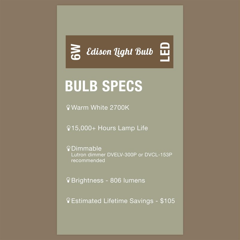 Revel LED 6W Dimmable Light Bulb (60W Replacement), Warm White