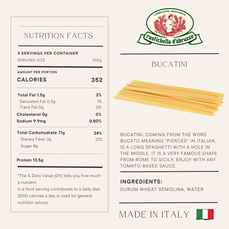 Rustichella d'Abruzzo Bucatini (Pack of 2), 500g Each - Classic