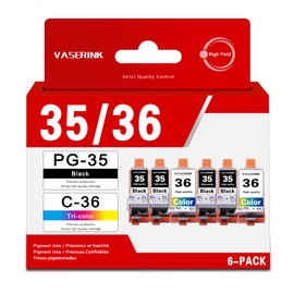 PGI-35/CLI-36 Value Pack Ink Cartridge 6-Pack Compatible Replacement for Canon 35 36 Ink to Work with PIXMA iP100 iP110 TR150 Mini260 Mini320 Printer (4 Black, 2 Color)