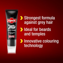 Alpecin Grey Attack Beard & Temples Colour Booster 50 ml | Gradually covers grey hairs on beard and temples | Controlled and natural-looking effect | leave for 5 minutes
