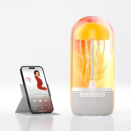 Jellyfish Lamp Bluetooth Speaker - Color Changing LED Night Light with 7 Dynamic Modes, Portable Wireless Audio for Kids, Teens, Adults - Unique, Desk Decor, and Mood Light (Orange)