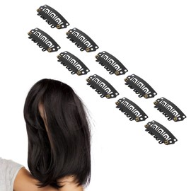 Clip de Presión de Extensión de Cabello en Forma de U Negro de 100 Piezas, Clips de Presión de Acero Inoxidable Clip de Peluca de 6 Dientes Seguro para Extensiones de Cabello de Bricolaje