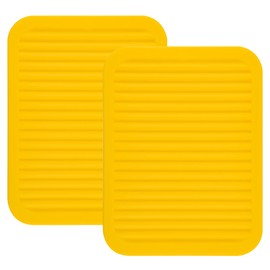 Smithcraft Silicone Trivet Mat for Hot Pans and PotsS Hot Pads Counter Mat Heat Resistant Table Dish Drying Mat or Placemats 2 Pack,Size:9x12 Inch, Color: Yellow,Shape:Rectangular