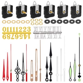 Tanstic 6Pcs High Torque Long Shaft Clock Movement Clock Repair Parts Replacement Clock Movement Mechanism with 6 Different Pairs of Hands(13mm/0.51”, 20mm/0.78”, 28mm/1.1”)