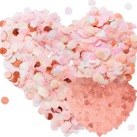 SNAIL GARDEN 7000Pcs Paper Confetti, 6000 Round Tissue Paper,1000 Heart Sparkle Confetti Pink