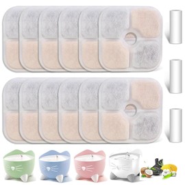 Paquete de 12 filtros de fuente de agua para gatos compatibles con Catit PIXI, filtro de agua de triple acción de repuesto para mantener a tu mascota sana e hidratada (12)