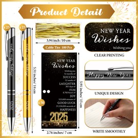 Fullhawl 20 Sets New Years Eve Party Supplies for Guests Happy New Year Pens with Blessing Cards Happy New Year Cards New Years Decorations 2025 New Years Gifts for Coworkers Friends Family