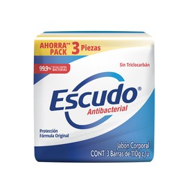 Escudo Antibacterial, Jabón de Tocador Protección Fórmula Original, 3 barras de 110gr