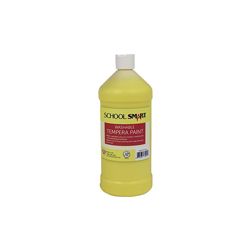 School Smart Washable Tempera Paint, Quart, Yellow