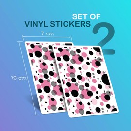 Vinyl Rectangle Vertical (Portrait) Stickers (Set of 2) 10cm - Pink & Black Dots Graduation Celebration for Laptops, Tablets, Luggage, Scrap Booking, Fridges #170717