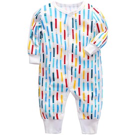 amropi Baby Boys Romper Cotton Pyjamas Pack of 3 Pyjamas Sleepsuit Overalls for 0-24 Months, Black/White/Blue
