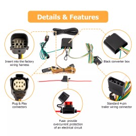 WEISEN Wiring Harness 4-Way Flat Trailer Connector For 2021-2024 Jeep Grand Cherokee L