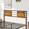 VECELO Metal Platform Full Bed Frame with Wooden Headboard,Sturdy Steel