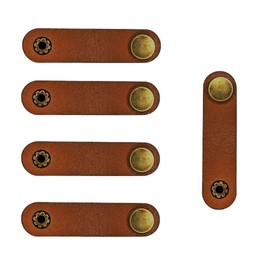 Cord Organizer | 100% Real Leather Cable Straps | Pack of 5 | Caramel Brown | Cable Organizer, USB Holder, Headphone Wrap, Headset Winder, Earphone Clip Ties and Cable Management by Kozmo