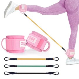 Ankle Straps Resistance Bands with Cuffs, Ankle Bands for Working Out, Ankle Resistance Band for Leg, Booty Workout Equipment for Kickbacks Hip Fitness Training, Exercise Bands for Butt Lift Women