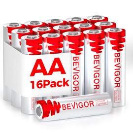 BEVIGOR Lithium Batteries AA Size 16 Pack 1.5V Longer Lasting Double A Battery for Security Alarm System, Remote Controlled Vehicle Batteries【Non-Rechargeable】