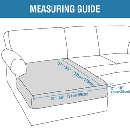 BellaHills Velvet Stretch Sofa Seat Cushion Covers Chaise Cover Furniture Protector for Chaise Sofa with Elastic Bottom (Chaise, Oatmeal)