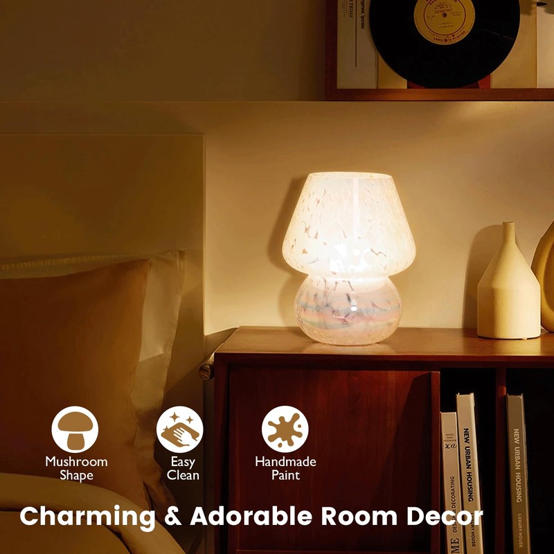 ULAROOM USB Plug-in Mushroom Lamp Small Bedside Table Lamp with