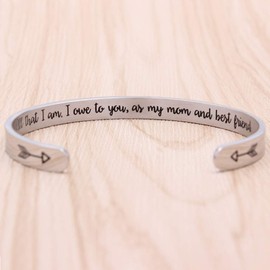 Gifts for Mom Her,Inspirational Bracelets for Women Cuff Bangle Jewelry for Wife Mothers Day Bracelet Uplifting Mantra Quotes Engraved Jewelry